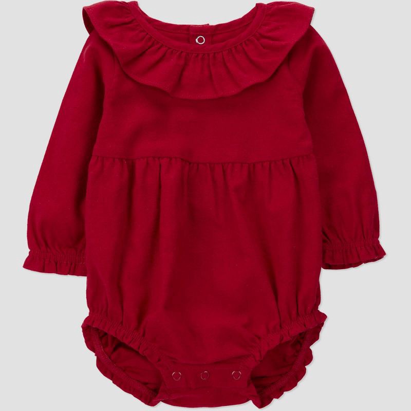 slide 4 of 4, Carter's Just One You® Baby Girls' 2pc Valentine's Day Heart Ruffle Romper with Tights Set - Red 6M, 2 ct