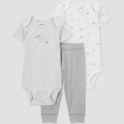Carter's Just One You® Baby Boys' 3pc Celestial Striped Bodysuits and Jogger Pants Set - Gray 6M