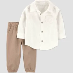 Carter's Just One You® Baby Boys' 2pc Button-Down Shirt and Pants Set - Cream Newborn