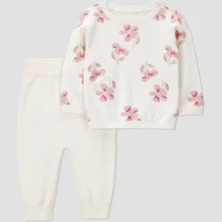 Carter's Just One You® Baby Girls' 2pc Floral Sweater and Jogger Pants Set - Cream 6M