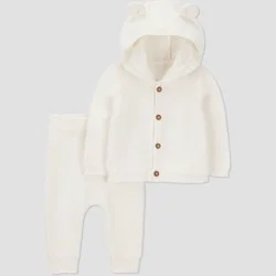 Carter's Just One You® Baby 2pc Hooded Bear Sweater and Jogger Pants Set - Cream Newborn