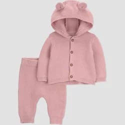 Carter's Just One You® Baby Girls' 2pc Hooded Bear Sweater and Jogger Pants Set - Pink Newborn
