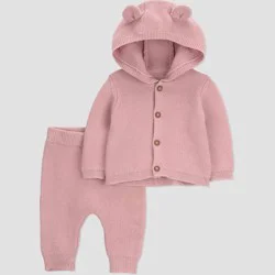 Carter's Just One You® Baby Girls' 2pc Hooded Bear Sweater and Jogger Pants Set - Pink 18M