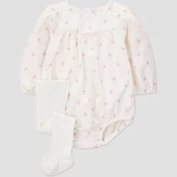 Carter's Just One You® Baby Girls' 2pc Floral Romper with Tights Set - Cream 12M