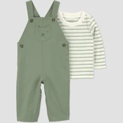 Carter's Just One You® Baby Boys' Dino Striped Long Sleeve Bodysuit and Overalls Set - Green 3M