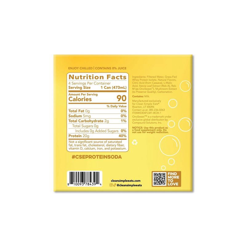 slide 7 of 7, Clean Simple Eats Clear Protein Soda Frosted Lemonade - 4pk/16 fl oz Cans, 4 ct; 16 fl oz