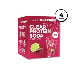 Clean Simple Eats Clear Protein Soda Cherry Lime - 4pk/16 fl oz Cans