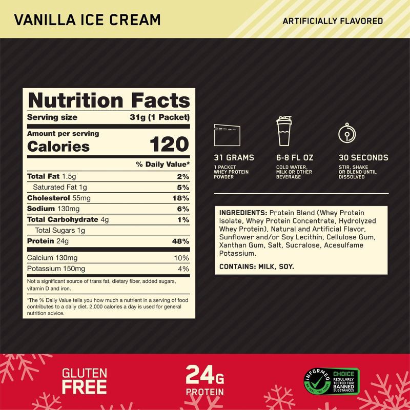 slide 4 of 11, Optimum Nutrition ON Protein Powder - Vanilla Creme, 1 ct