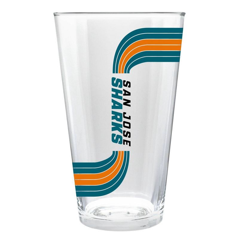slide 2 of 3, NHL San Jose Sharks Retro Wave Pint Glass - 16oz, 16 oz