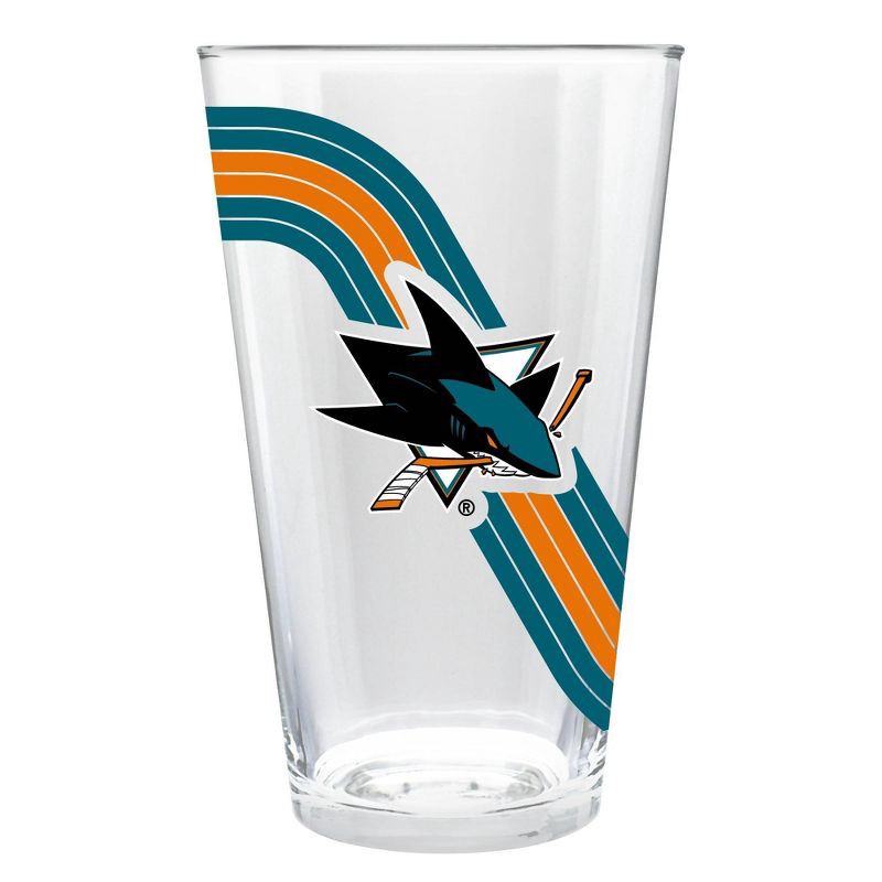 slide 1 of 3, NHL San Jose Sharks Retro Wave Pint Glass - 16oz, 16 oz