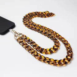 Hello Lux Phone Crossbody Strap - Shiny Tortoise Resin Link