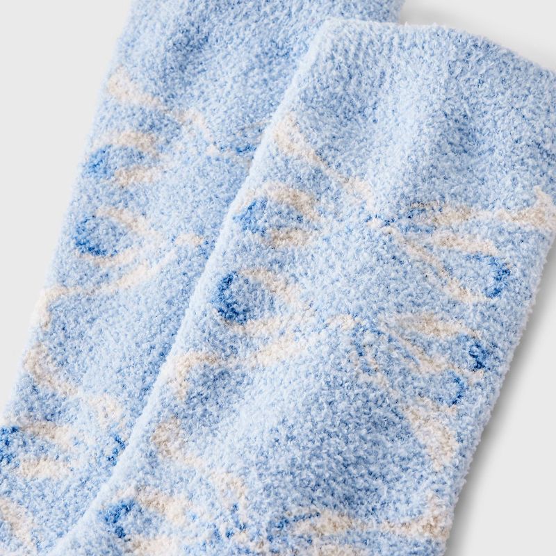 slide 3 of 3, Girls' Bows Cozy Pajama Crew Socks - art class™ Light Blue M, 1 ct