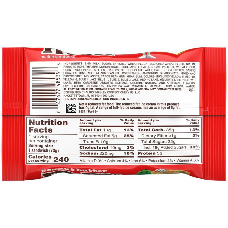 slide 3 of 4, M&M's Frozen Vanilla Peanut Butter Ice Cream Sandwich - 3.5 fl oz, 3.5 fl oz