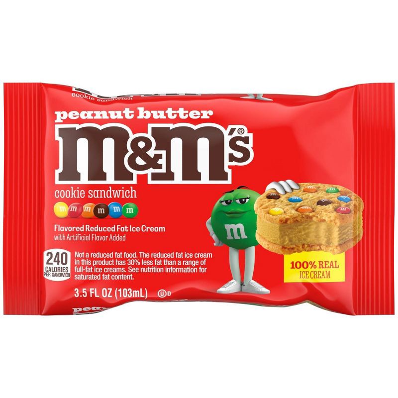 slide 2 of 4, M&M's Frozen Vanilla Peanut Butter Ice Cream Sandwich - 3.5 fl oz, 3.5 fl oz