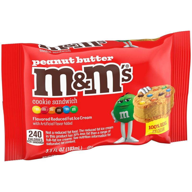 slide 4 of 4, M&M's Frozen Vanilla Peanut Butter Ice Cream Sandwich - 3.5 fl oz, 3.5 fl oz