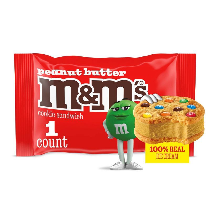 slide 1 of 4, M&M's Frozen Vanilla Peanut Butter Ice Cream Sandwich - 3.5 fl oz, 3.5 fl oz