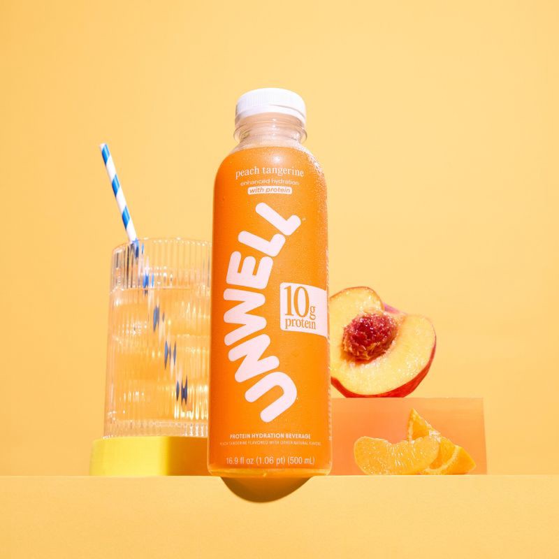 slide 2 of 8, Unwell Hydration Protein Drink with Electrolytes and 10g Whey Protein Isolate Peach Tangerine - 16.9 fl oz, 10 gram, 16.9 fl oz