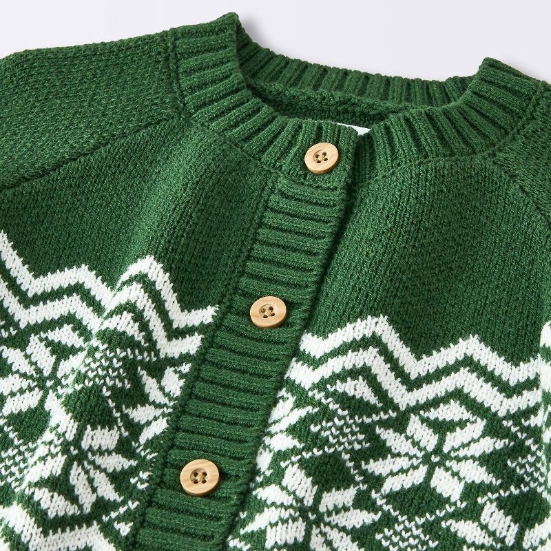 slide 3 of 4, Baby 2pc Christmas Holiday Fair Isle Sweater and Pants Set - Cloud Island™ Green 0-3M, 2 ct