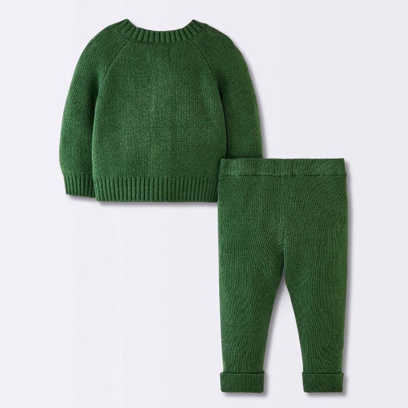 slide 4 of 4, Baby 2pc Christmas Holiday Fair Isle Sweater and Pants Set - Cloud Island™ Green 18M, 2 ct