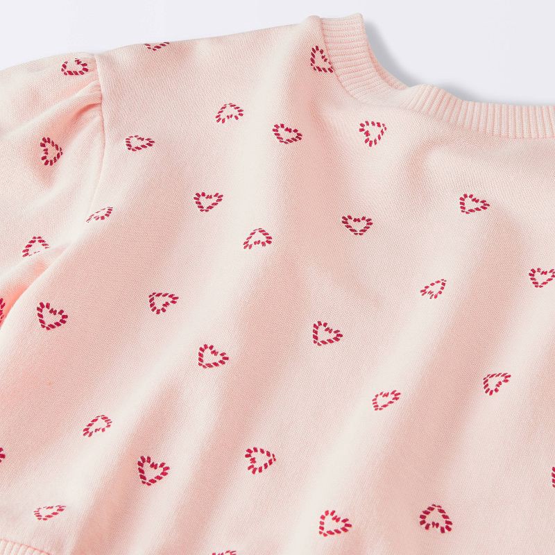 slide 3 of 4, Baby Girls' 2pc Christmas Holiday Candy Cane Heart Fleece Sweatshirt and Jogger Pants Set - Cloud Island™ Pink 0-3M, 2 ct