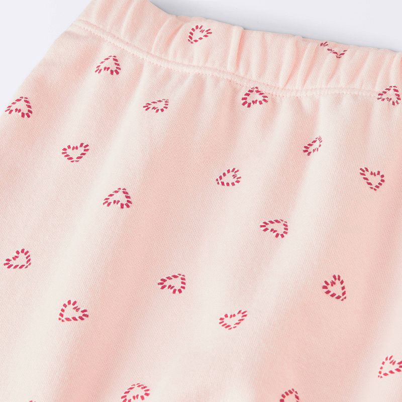 slide 4 of 4, Baby Girls' 2pc Christmas Holiday Candy Cane Heart Fleece Sweatshirt and Jogger Pants Set - Cloud Island™ Pink 0-3M, 2 ct