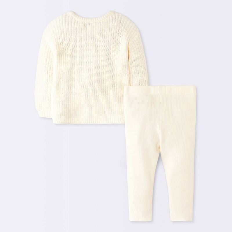 slide 2 of 4, Baby Girls' 2pc Christmas Holiday Candy Cane Sweater and Pants Set - Cloud Island™ Cream 12M, 2 ct