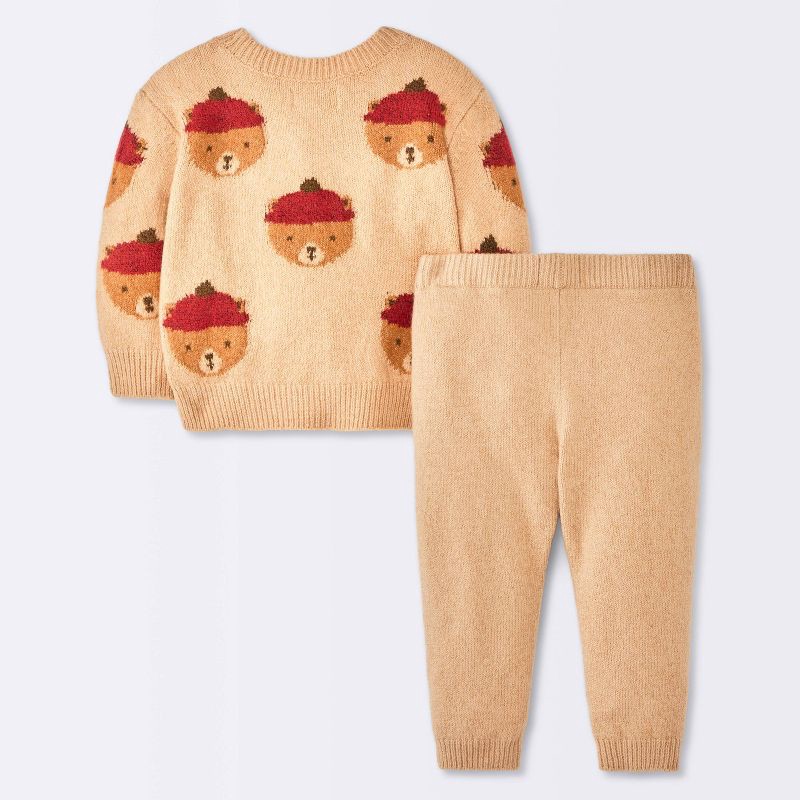 slide 2 of 4, Baby Boys' 2pc Bear Sweater and Pants Set - Cloud Island™ Brown 18M, 2 ct