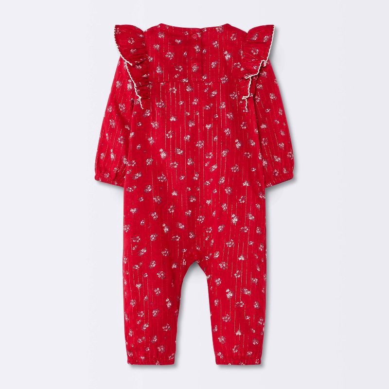 slide 2 of 4, Baby Girls' Christmas Holiday Floral Romper - Cloud Island™ Red Newborn, 1 ct