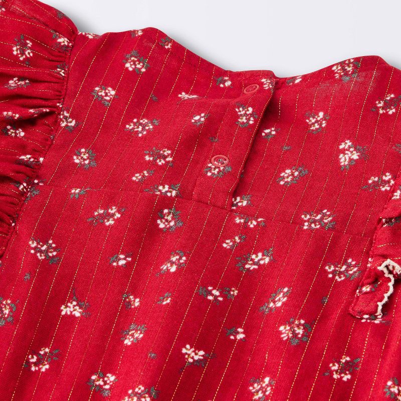 slide 3 of 4, Baby Girls' Christmas Holiday Floral Romper - Cloud Island™ Red 24M, 1 ct