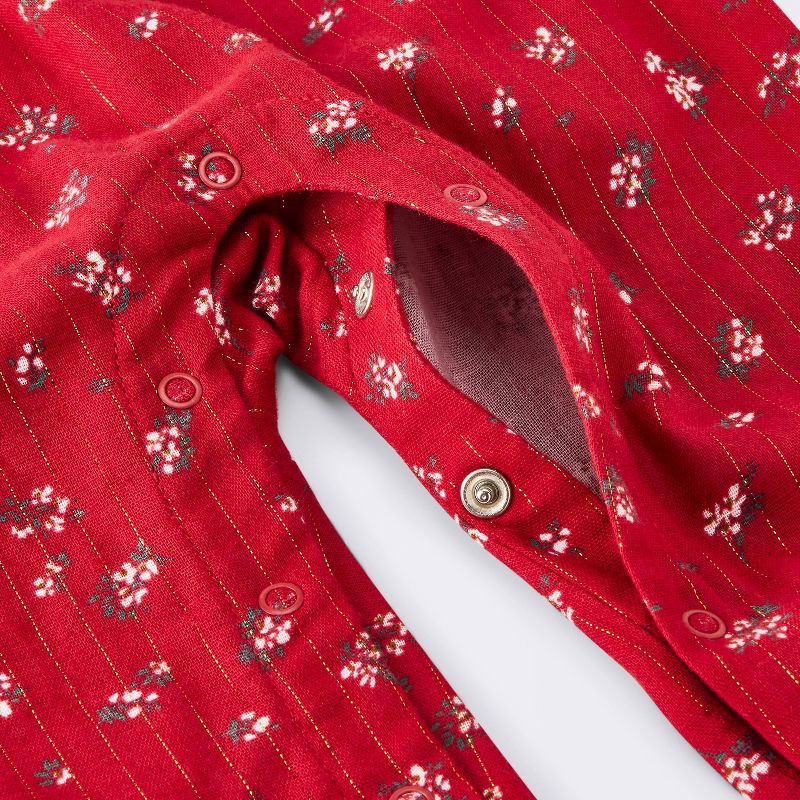 slide 4 of 4, Baby Girls' Christmas Holiday Floral Romper - Cloud Island™ Red 24M, 1 ct