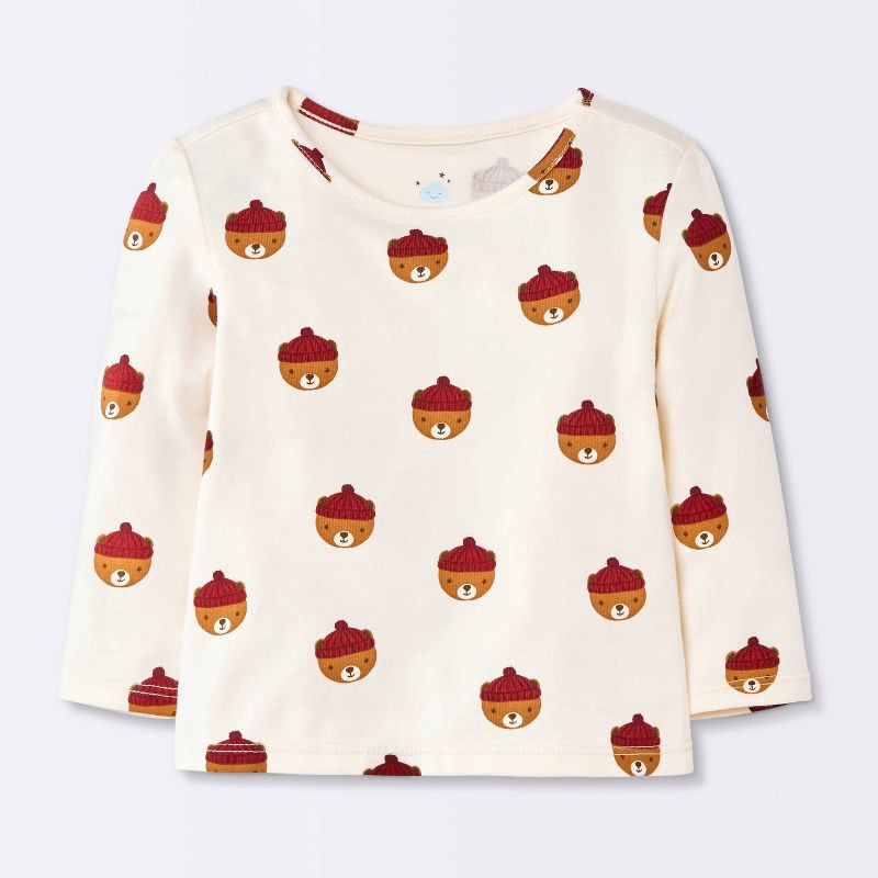 slide 3 of 4, Baby Boys' 2pc Long Sleeve Bear T-Shirt and Overalls with Pocket Set - Cloud Island™ Brown/White 0-3M, 2 ct