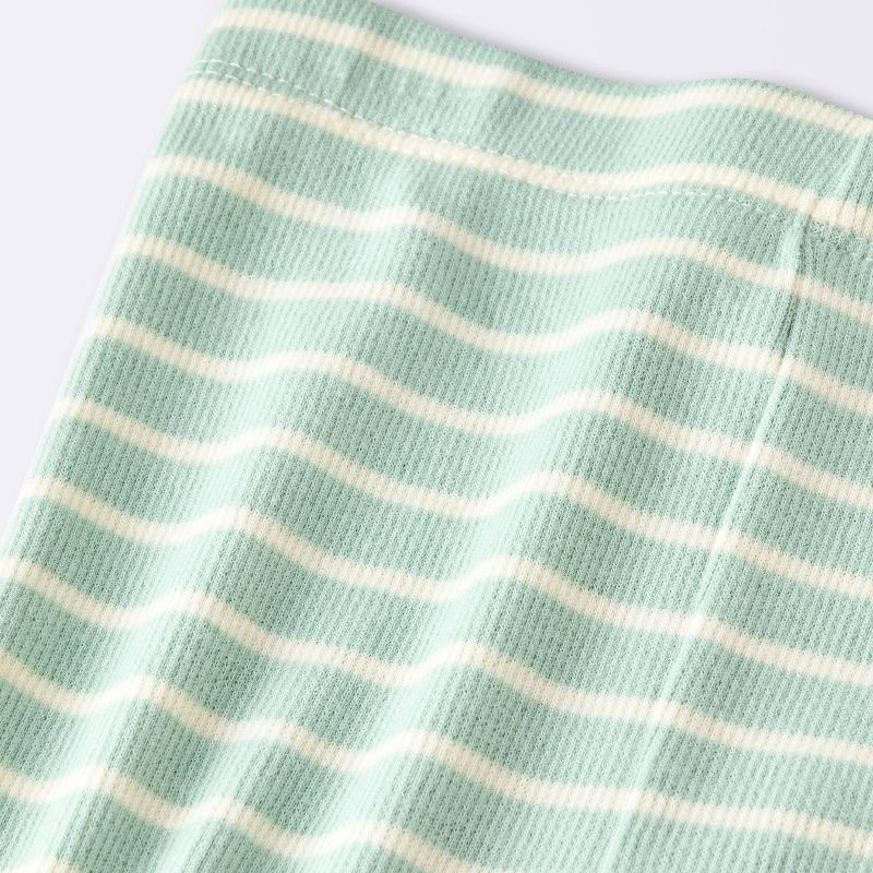slide 4 of 4, Baby Girls' 2pc Deer Ruffle Long Sleeve T-Shirt and Striped Leggings Set - Cloud Island™ Mint Green/Cream 3-6M, 2 ct