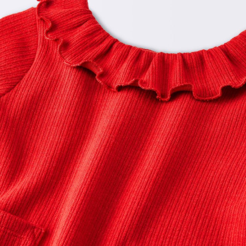 slide 3 of 4, Baby Girls' Christmas Holiday 2pc Ribbed Pocket Long Sleeve Top and Leggings Set - Cloud Island™ Red 12M, 2 ct