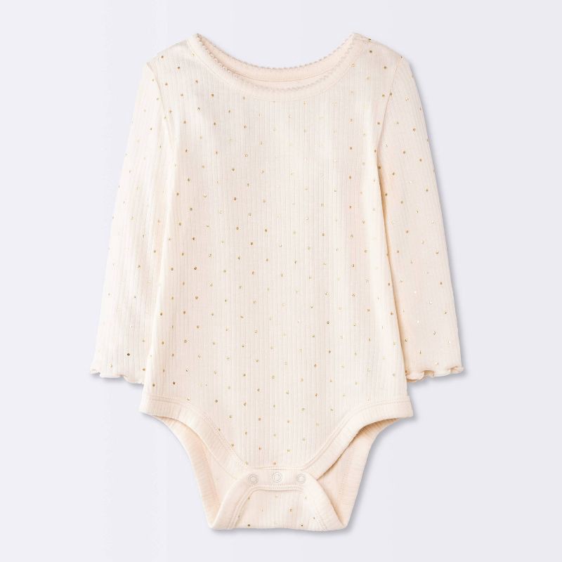 slide 3 of 4, Baby Girls' 2pc Polka Dot Bodysuit and Overalls Set - Cloud Island™ Green/White 18M, 2 ct