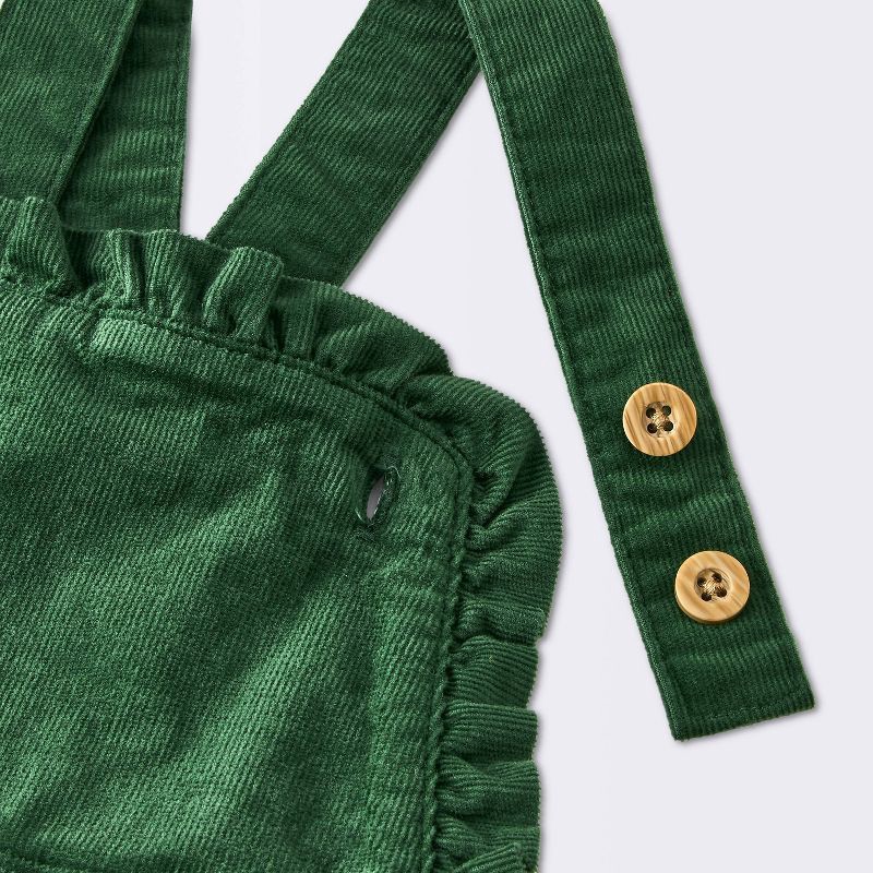 slide 4 of 4, Baby Girls' 2pc Polka Dot Bodysuit and Overalls Set - Cloud Island™ Green/White 18M, 2 ct