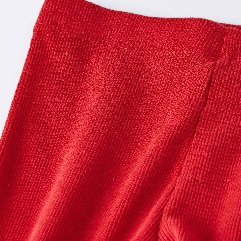 slide 4 of 4, Baby Girls' 2pc Striped Scalloped Long Sleeve T-Shirt and Ribbed Leggings Set - Cloud Island™ Red 24M, 2 ct