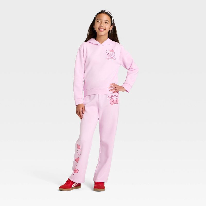slide 4 of 4, Girls' Sanrio Hello Kitty and Friends Fleece Sweatpants - Light Pink XL, 1 ct