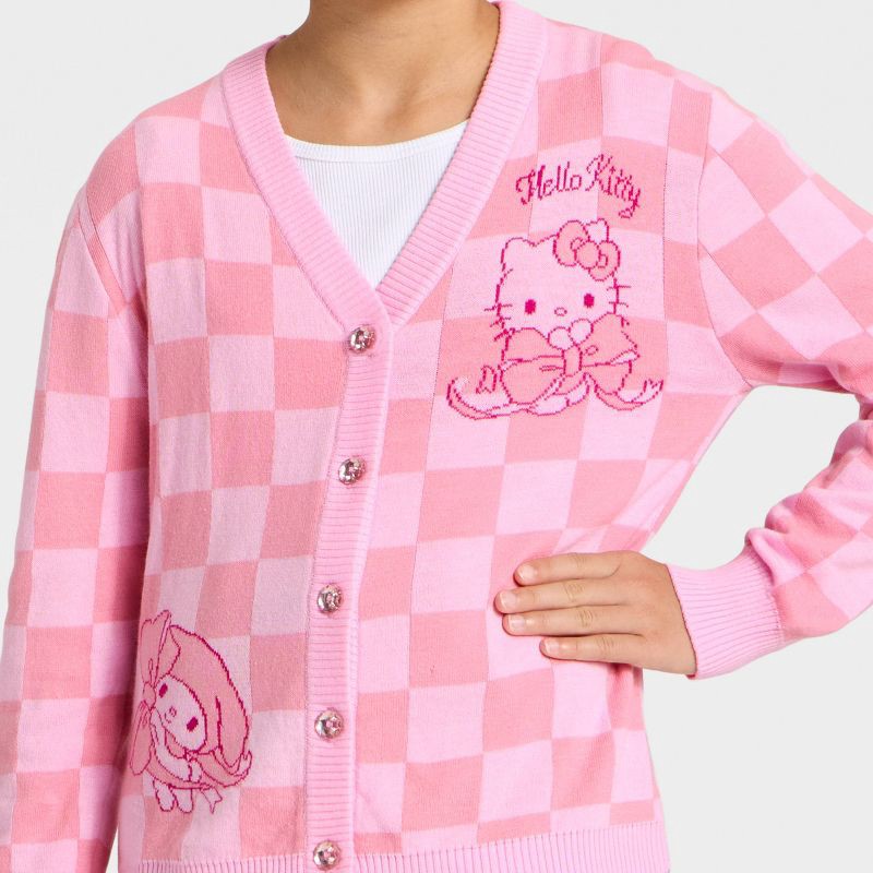 slide 3 of 4, Girls' Sanrio Hello Kitty and Friends Button-Up Cardigan - Pink L, 1 ct