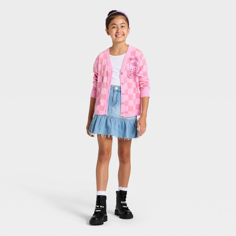 slide 4 of 4, Girls' Sanrio Hello Kitty and Friends Button-Up Cardigan - Pink XL, 1 ct