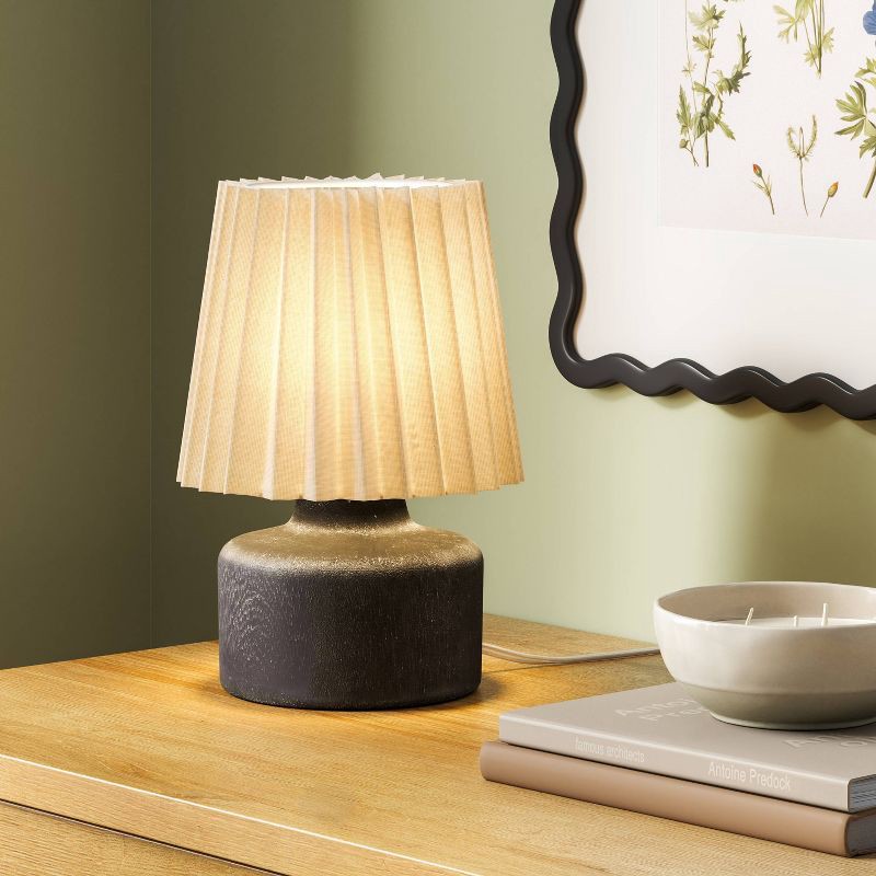 slide 2 of 4, Mini Lamp Faux Wood Black - Room Essentials™, 1 ct