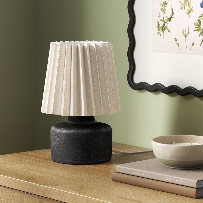 slide 3 of 4, Mini Lamp Faux Wood Black - Room Essentials™, 1 ct
