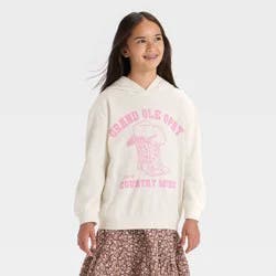 Girls' Grand Ole Opry Oversized Hooded Fleece Sweatshirt - Off-White L