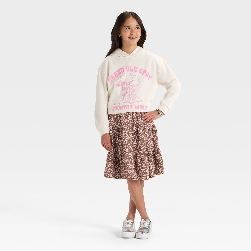 slide 3 of 3, Girls' Grand Ole Opry Oversized Hooded Fleece Sweatshirt - Off-White XL, 1 ct