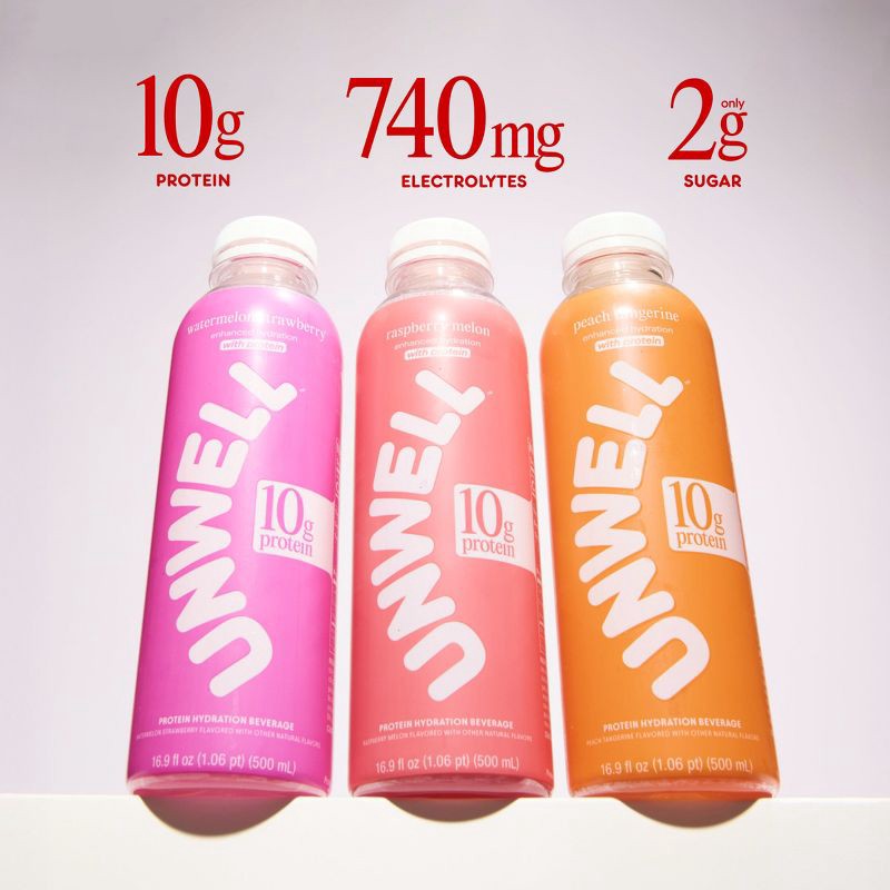 slide 3 of 8, Unwell Hydration Protein Drink with Electrolytes and 10g Whey Protein Isolate Raspberry Melon - 16.9 fl oz, 10 gram, 16.9 fl oz