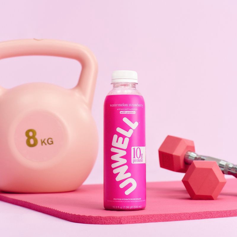 slide 5 of 8, Unwell Hydration Protein Drink with Electrolytes and 10g Whey Protein Isolate Watermelon Strawberry - 16.9 fl oz, 10 gram, 16.9 fl oz