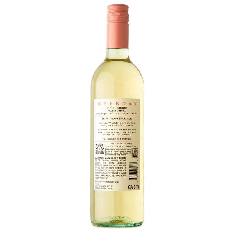 slide 2 of 3, WEEKDAY Organic Pinot Grigio Wine - 750ml Bottle, 750 ml