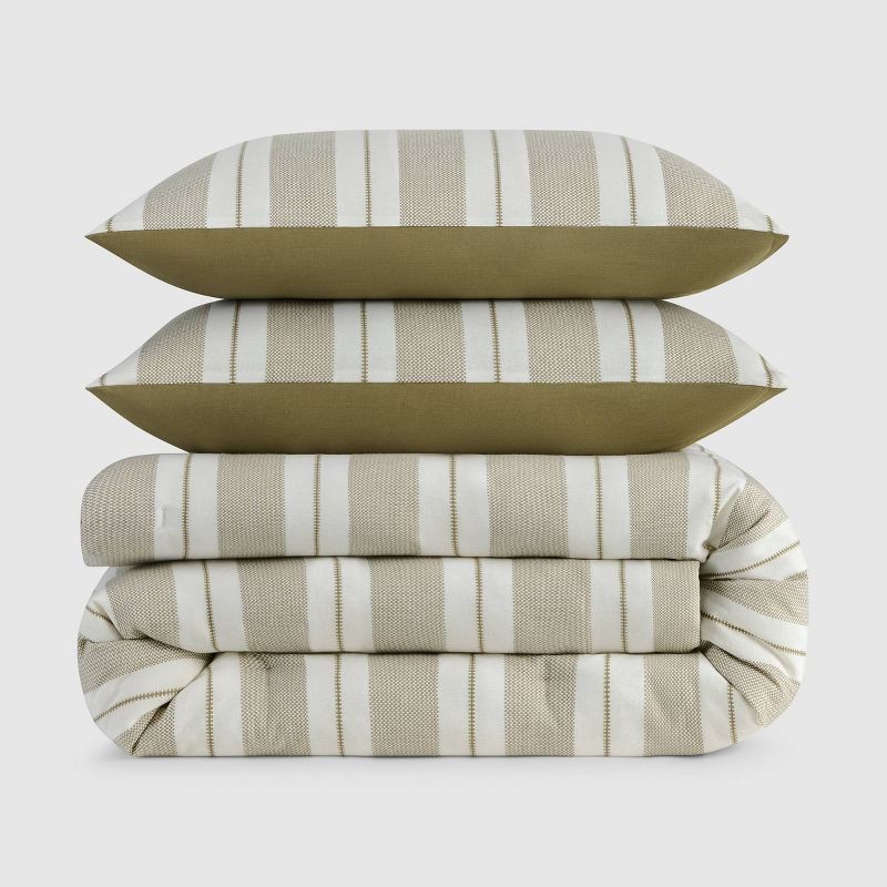 slide 5 of 8, Jeremiah Brent Home 3pc Full/Queen Textured Stripe Cotton Comforter Set Green, 3 ct