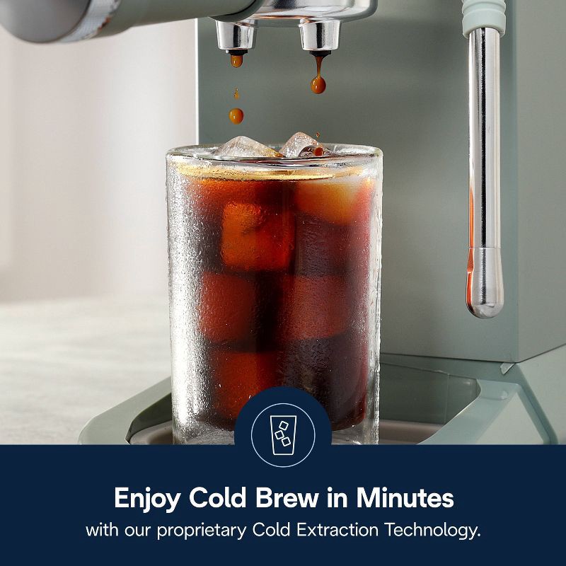 slide 5 of 14, DeLonghi Dedica Duo Espresso and Cold Brew Machine with Milk Frother for Hot & Iced Coffee, Cappuccinos, Lattes & More Pistachio, 1 ct