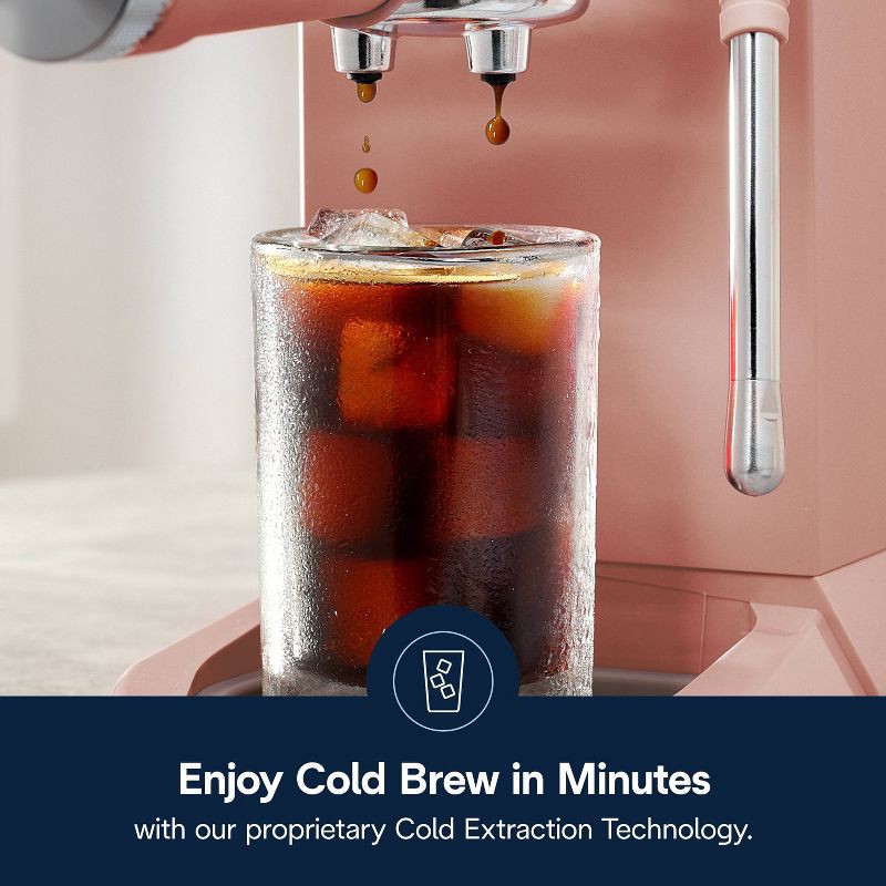 slide 5 of 14, DeLonghi Dedica Duo Espresso and Cold Brew Machine with Milk Frother for Hot & Iced Coffee, Cappuccinos, Lattes & More Rose, 1 ct