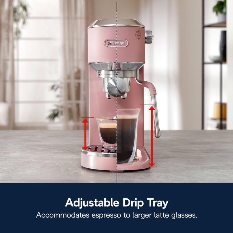 slide 12 of 14, DeLonghi Dedica Duo Espresso and Cold Brew Machine with Milk Frother for Hot & Iced Coffee, Cappuccinos, Lattes & More Rose, 1 ct